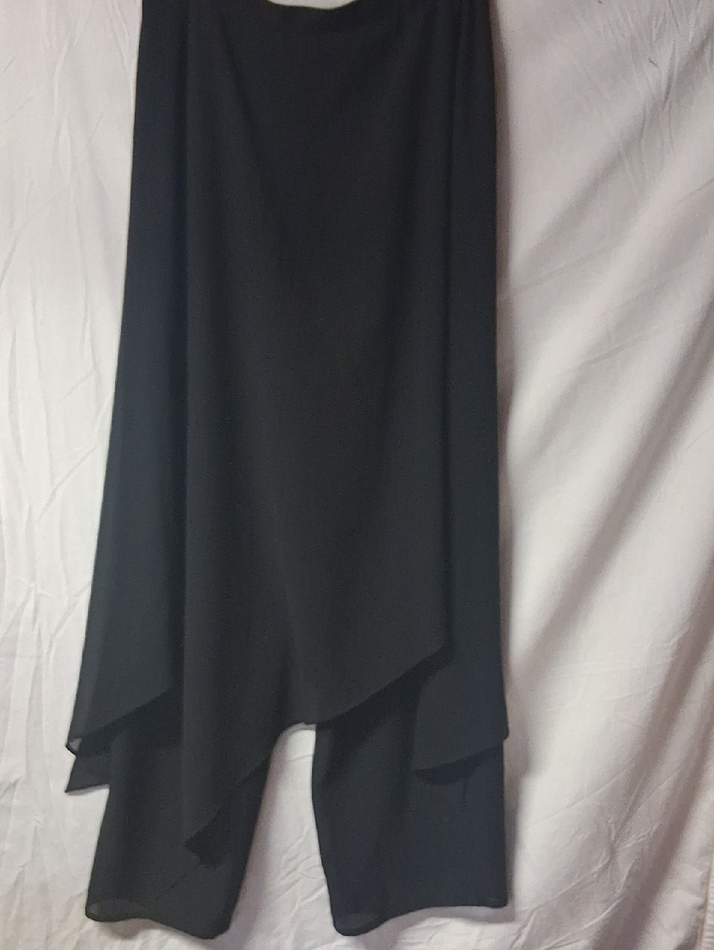 Black Asymmetric Layered Women's Skirt Pants